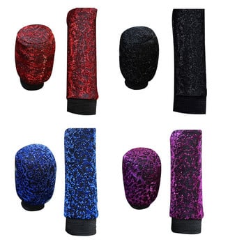 1 Σετ Πλήρες Diamond Crystal Car Shift Collar Cover Glitter Rhinestones Shifter Hand Brake Covers Αξεσουάρ εσωτερικού αυτοκινήτου