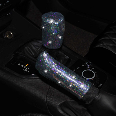 1 set diamant cristal mașină schimbător de viteze guler capac strasuri sclipici auto schimbător frână de mână decorațiuni accesorii interioare