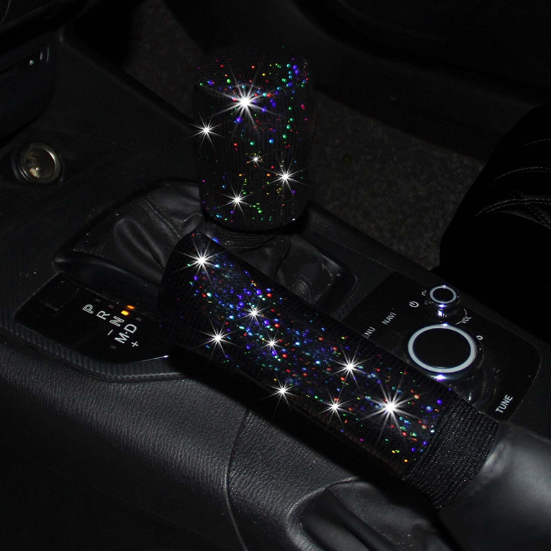 1 set diamant cristal mașină schimbător de viteze guler capac strasuri sclipici auto schimbător frână de mână decorațiuni accesorii interioare