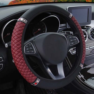 Univerzalna Bling Bling Diamond Rhinestones Kristalna navlaka za upravljač automobila PU kožna torbica za dodatke za automobile Stil automobila