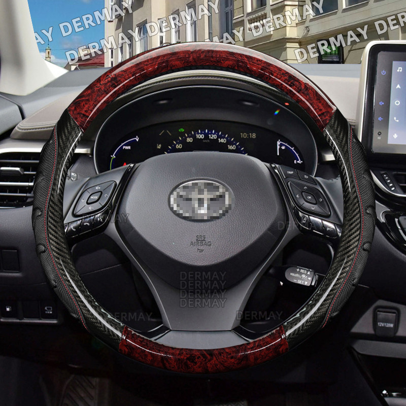 Toyota CHR C-HR DERMAY autóhoz Kormánykerék burkolat Csúszásmentes mahagóni fa szemcsés Divat Autó Kiegészítők belső tér