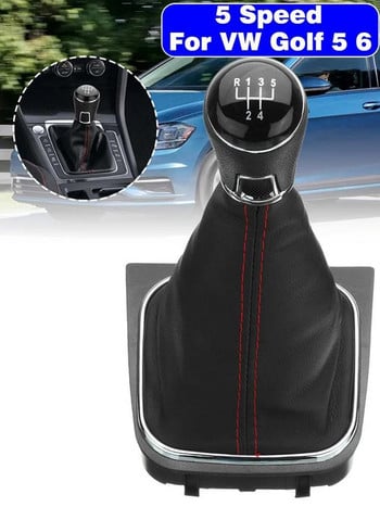 Car Gear Shift Red Line Dust Cover Δερμάτινη θήκη 5 Gears 6 Gears for Golf 5 MK5 R32 GT 2004 2005 2006 2007 2008 2009