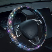 Automašīnas stūres rata pārsegs ar kristāla dimanta dzirkstošo automobiļu apvidus auto stūres rata aizsargu transportlīdzekļa automobiļa apdarei, oglekļa šķiedrai