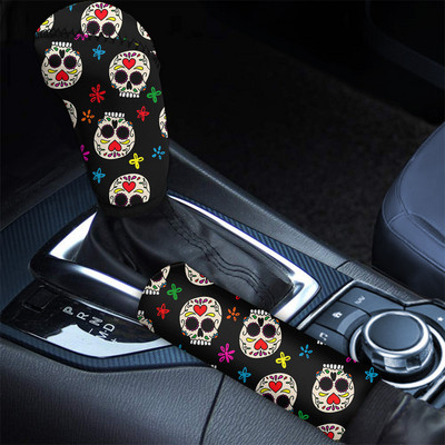 INSTANTARTS Fashion Sugar Skull Pattern Car Protector autós kézifék karhuzatok Könnyen felszerelhető kézifék burkolat hölgyeknek