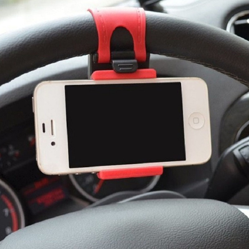 Autós kormánykerék mobiltelefontartó rögzítőcsatos telefontartó iPhone 8 7Plus 6 6s Samsung Xiaomi Huawei mobiltelefon GPS-hez