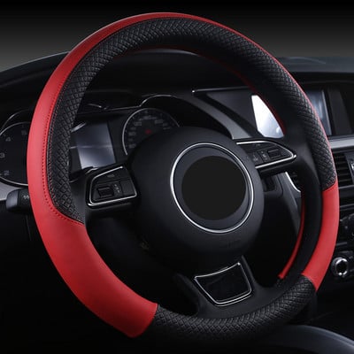 Tvornička rasprodaja Volan Crna kožna navlaka za volan automobila 38 cm Poklopac kotača Navlake za volan Dodatna oprema za unutrašnjost