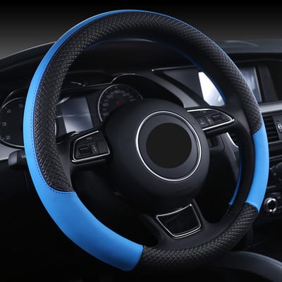 Tvornička rasprodaja Volan Crna kožna navlaka za volan automobila 38 cm Poklopac kotača Navlake za volan Dodatna oprema za unutrašnjost