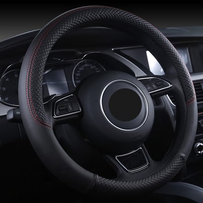 Tvornička rasprodaja Volan Crna kožna navlaka za volan automobila 38 cm Poklopac kotača Navlake za volan Dodatna oprema za unutrašnjost