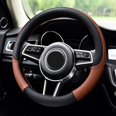 Tvornička rasprodaja Volan Crna kožna navlaka za volan automobila 38 cm Poklopac kotača Navlake za volan Dodatna oprema za unutrašnjost