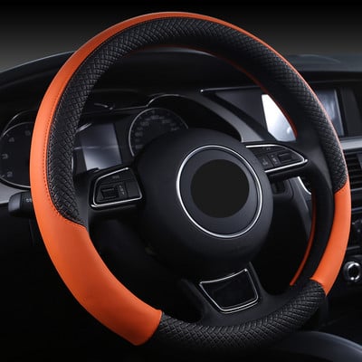 Tvornička rasprodaja Volan Crna kožna navlaka za volan automobila 38 cm Poklopac kotača Navlake za volan Dodatna oprema za unutrašnjost