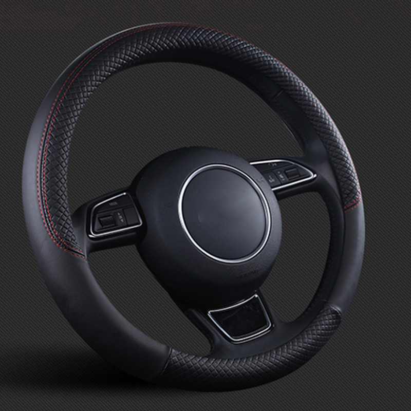 Tvornička rasprodaja Volan Crna kožna navlaka za volan automobila 38 cm Poklopac kotača Navlake za volan Dodatna oprema za unutrašnjost