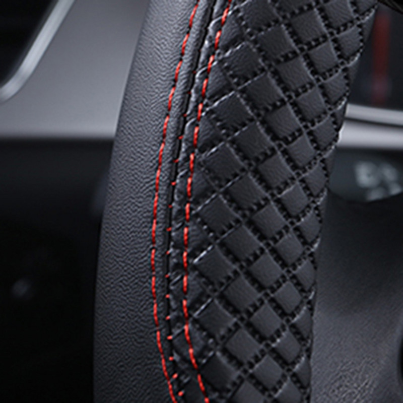 Tvornička rasprodaja Volan Crna kožna navlaka za volan automobila 38 cm Poklopac kotača Navlake za volan Dodatna oprema za unutrašnjost