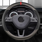 Fibră de carbon + husă pentru volan pentru Skoda Fabia 1 2 3 MK1 MK2 MK3 Combi Sedan Accesorii pentru interior auto