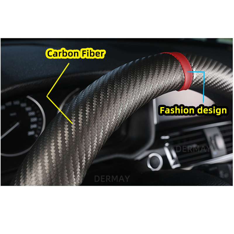 Fibră de carbon + husă pentru volan pentru Skoda Fabia 1 2 3 MK1 MK2 MK3 Combi Sedan Accesorii pentru interior auto