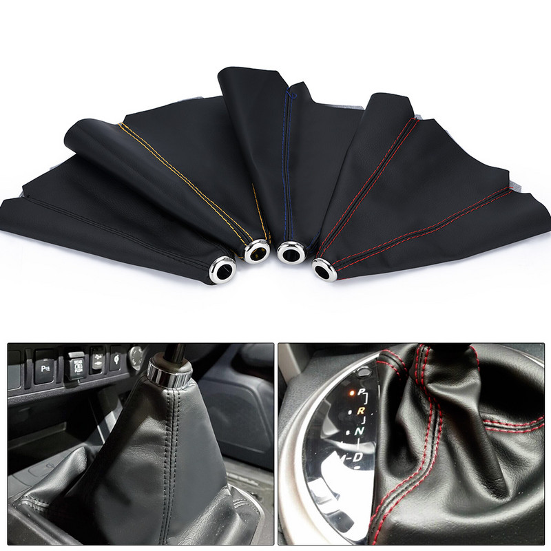 Guler de schimbător de viteze de mașină universal din piele PU de 16 mm Fibră de carbon Auto Buton schimbător de viteze pentru schimbător de viteze Ghid