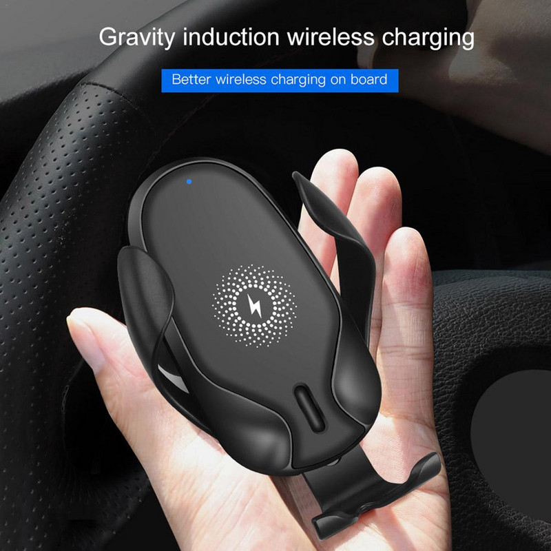 15 W Quick QI vezeték nélküli autós töltőre szerelhető gravitációs szorító gyorstöltő tartó telefonhoz 11 Pro Max 8 XR XS Sam sung S20 S10 S9