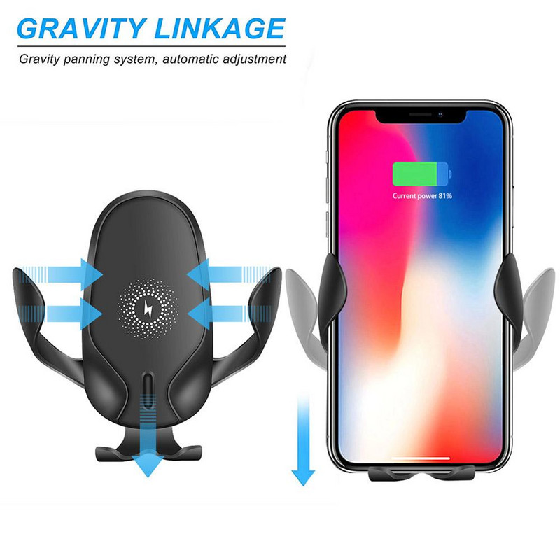 15 W Quick QI vezeték nélküli autós töltőre szerelhető gravitációs szorító gyorstöltő tartó telefonhoz 11 Pro Max 8 XR XS Sam sung S20 S10 S9