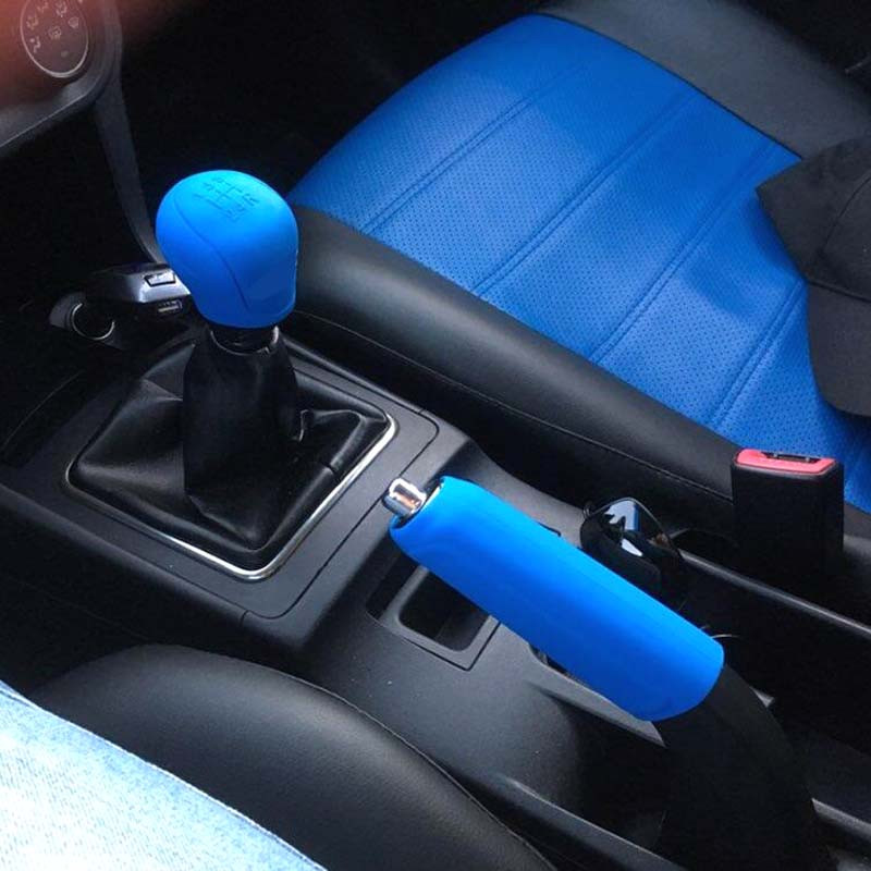 AX 2Pc autós szilikon váltógomb kézifék-burkolatokkal, készlet kéziféktok bőre Hyundai Solaris/Kia Rio/Nissan Qashqai számára