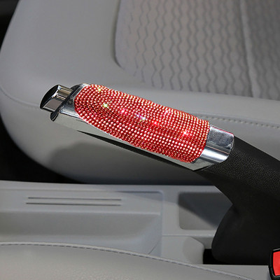 Bling automobilių pavarų rankinio stabdžio dangtelis Neslystantis automatinis pavarų perjungimo antkaklis Kalnų krištolas Dekoracija Rožinis automobilio salono įvertinimas moterims