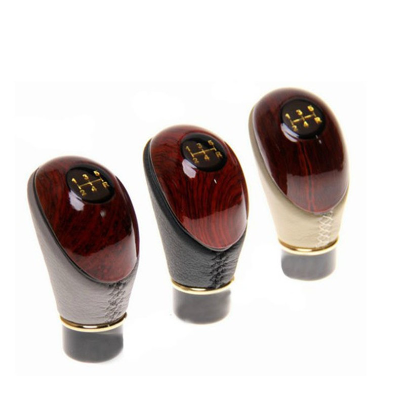 1 tk puidust PU-nahast auto käigukangi nupp universaalne auto veoauto 5-käiguline hoob manuaalne käigukangi nupp käiguvahetusläikega uus kuum müük