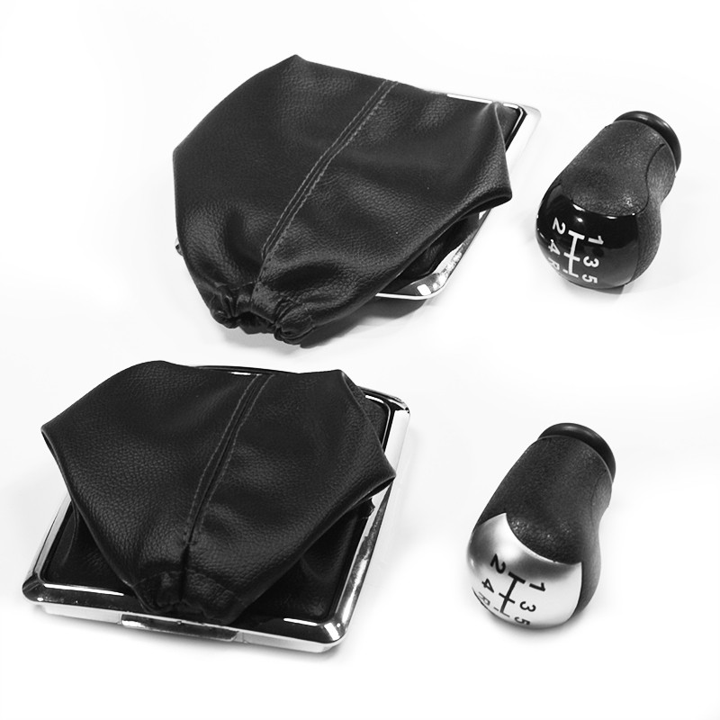 Buton schimbător de viteze pentru mașină cu 5 viteze, mâner galvanizat, husă din piele pentru Ford Focus MK2 2005 2006 2007 2008