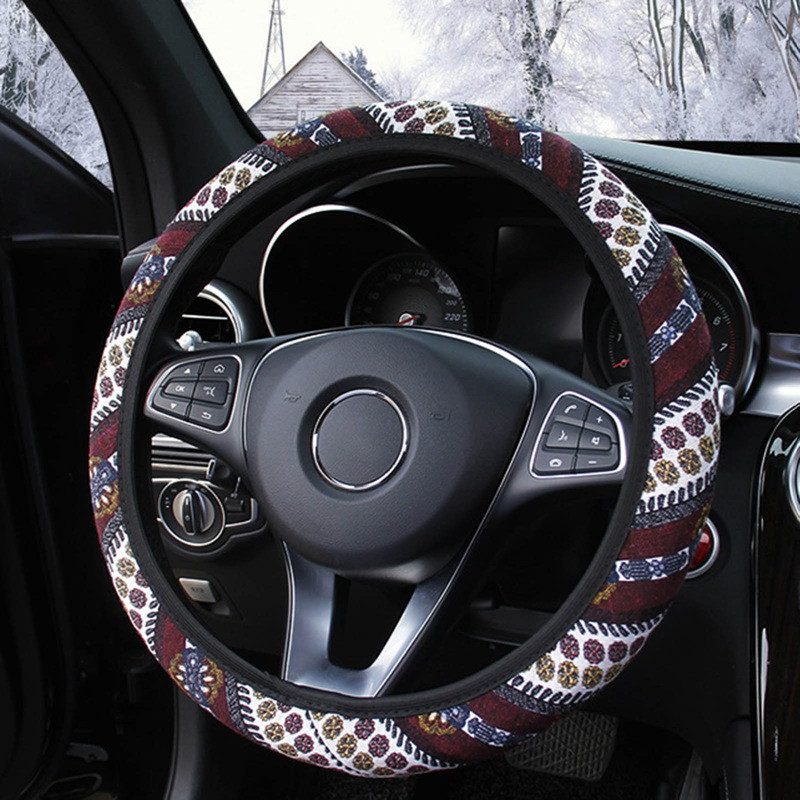 Új univerzális 37-38 cm-es autó kormánykerék burkolat népi egyedi len kerékburkolat csúszásgátló Four Seasons Car Styling