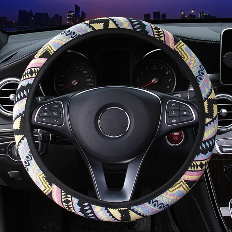 Új univerzális 37-38 cm-es autó kormánykerék burkolat népi egyedi len kerékburkolat csúszásgátló Four Seasons Car Styling