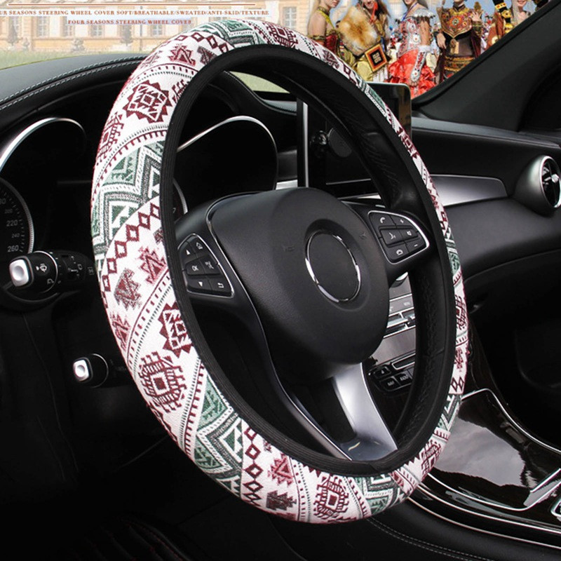 Új univerzális 37-38 cm-es autó kormánykerék burkolat népi egyedi len kerékburkolat csúszásgátló Four Seasons Car Styling