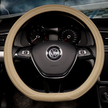 Σχήμα D Δερμάτινο κάλυμμα τιμονιού αυτοκινήτου Four Seasons Steering Hubs για VW GOLF 7 2015 POLO JATTA Εσωτερικά αξεσουάρ