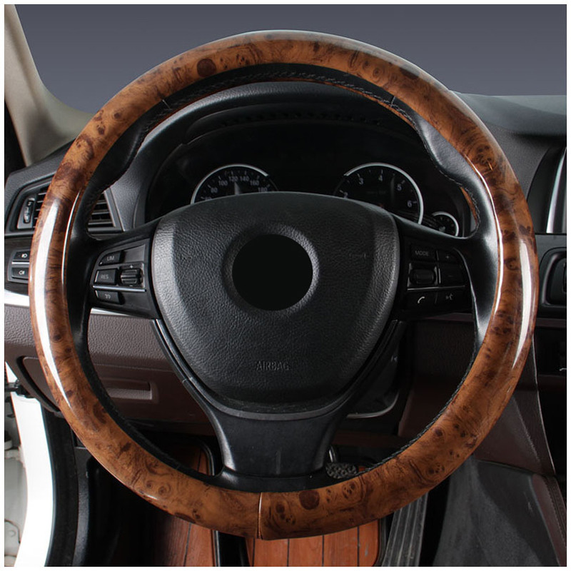 Automobilio vairo dangtelis 4 stilių medinis neslystantis kvėpuojantis pynimas ant vairo Automatinis automobilio stilius daugeliui transporto priemonių