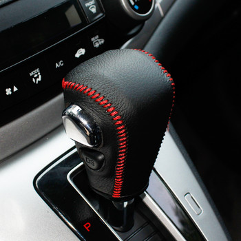 Черни естествени кожени ръчно зашити капаци за лостове за скоростен лост за Honda CRV CR-V 2012 2013 2014 автоматик