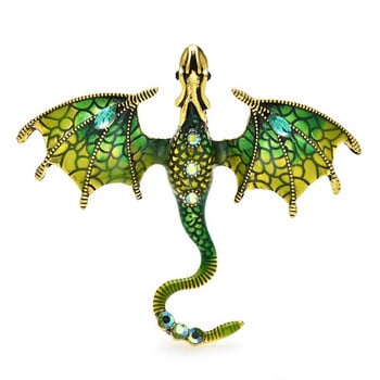 Καρφίτσες Wuli&baby Enamel Dragon για Γυναικείες Ανδρικές καρφίτσες με 6 χρώματα Rhinestone Flying Legand Animal Party Καρφίτσες γραφείου Δώρα