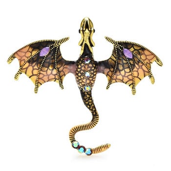 Καρφίτσες Wuli&baby Enamel Dragon για Γυναικείες Ανδρικές καρφίτσες με 6 χρώματα Rhinestone Flying Legand Animal Party Καρφίτσες γραφείου Δώρα