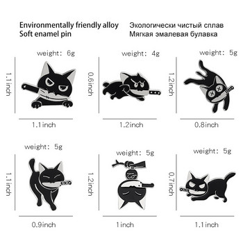 Карикатура, сладка черна котка във формата на дамски брошки, простота, поп-емайл, игла, значки за ревери, брошки за жени, забавни бижута значки