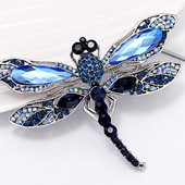 Broșe cu libelule vintage din cristal albastru pentru femei, broșă cu insecte de înaltă calitate, accesorii pentru haine, bijuterii animale, cadouri