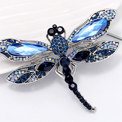 Μπλε κρυστάλλινες Vintage Καρφίτσες Dragonfly για Γυναικείες Καρφίτσες καρφίτσας με έντομα μόδας Αξεσουάρ παλτό Δώρα κοσμήματα ζώων