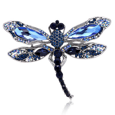 Broșe cu libelule vintage din cristal albastru pentru femei, broșă cu insecte de înaltă calitate, accesorii pentru haine, bijuterii animale, cadouri