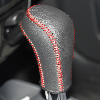 Черни естествени кожени ръчно зашити калъфи за копчета за скоростни лостове за Suzuki Jimny Swift Grand Vitara Automatic