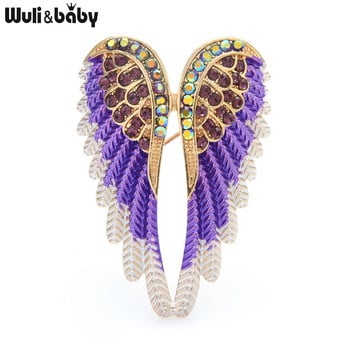 Wuli&baby Classic Rhinestone Angel Wings καρφίτσες καρφίτσας 3 χρωμάτων 2021 Sparkling Jewelry Δώρο Επαγγελματικές καρφίτσες με φτερά