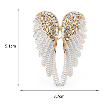 Wuli&baby Classic Rhinestone Angel Wings καρφίτσες καρφίτσας 3 χρωμάτων 2021 Sparkling Jewelry Δώρο Επαγγελματικές καρφίτσες με φτερά