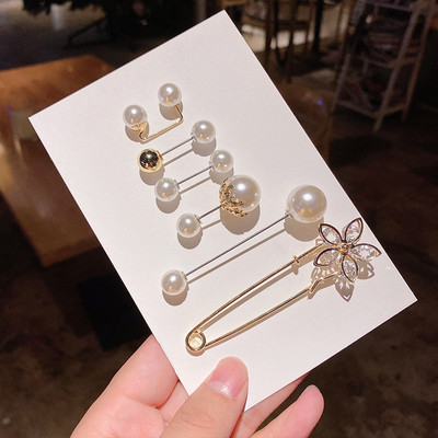 5/10 бр./опаковка Сладки емайлирани брошки Игли Перлено деколте Малка яка Ревер Игла Катарама Хиджаб Фиксирани дрехи Брошка Шал Комплекти бижута