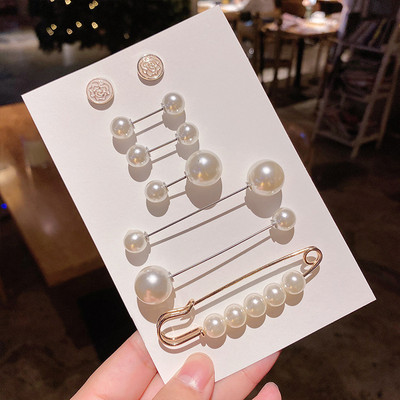 5/10 бр./опаковка Сладки емайлирани брошки Игли Перлено деколте Малка яка Ревер Игла Катарама Хиджаб Фиксирани дрехи Брошка Шал Комплекти бижута