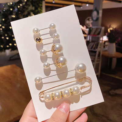 5/10 бр./опаковка Сладки емайлирани брошки Игли Перлено деколте Малка яка Ревер Игла Катарама Хиджаб Фиксирани дрехи Брошка Шал Комплекти бижута