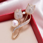 Bross strasszos tulipán virág bross tükröződésmentes öltöny bross gallér tű ékszer