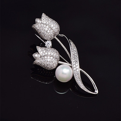 Bross strasszos tulipán virág bross tükröződésmentes öltöny bross gallér tű ékszer