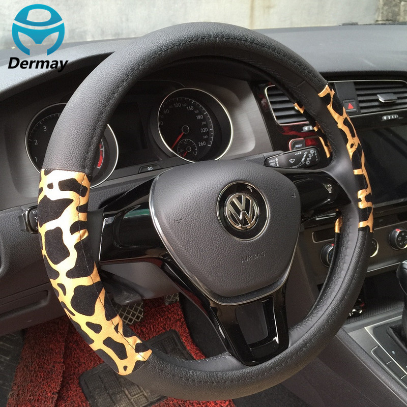 Téli plüss AUTÓKORMÁNYBURKOLAT, SZEMÉLYRE VONATKOZÓ LEOPÁRD NYOMTATÁSI BURKOLAT Kormánykerék tartozékok Autókárpitos kellékek