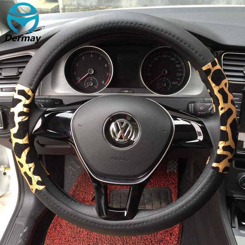 Téli plüss AUTÓKORMÁNYBURKOLAT, SZEMÉLYRE VONATKOZÓ LEOPÁRD NYOMTATÁSI BURKOLAT Kormánykerék tartozékok Autókárpitos kellékek