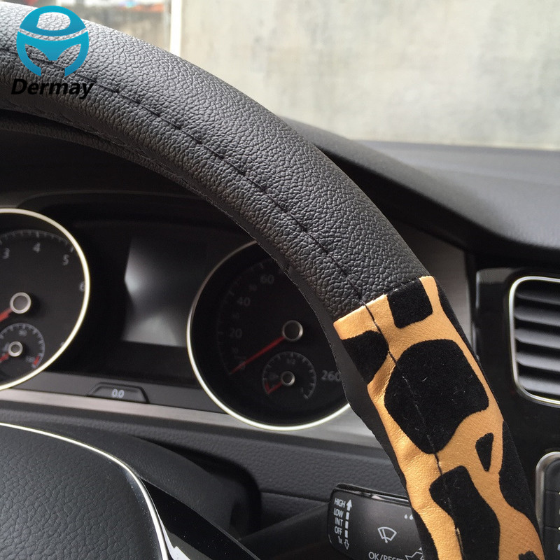 Téli plüss AUTÓKORMÁNYBURKOLAT, SZEMÉLYRE VONATKOZÓ LEOPÁRD NYOMTATÁSI BURKOLAT Kormánykerék tartozékok Autókárpitos kellékek