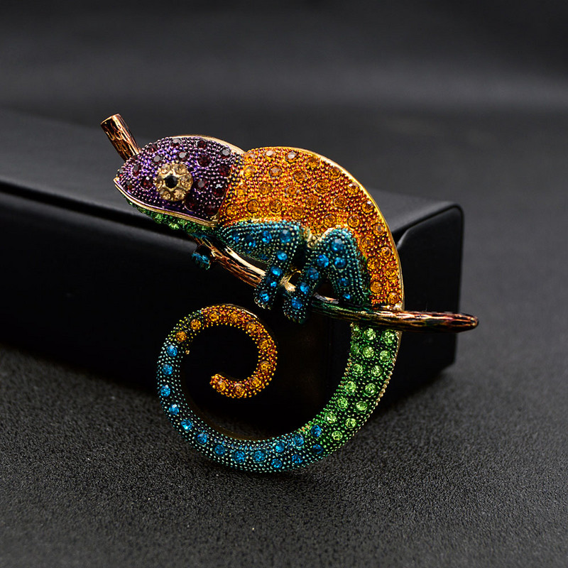 CINDY XIANG nagy gyík kaméleon bross állat kabáttű strassz Divat ékszerek zománc kiegészítők díszek 3 szín választás