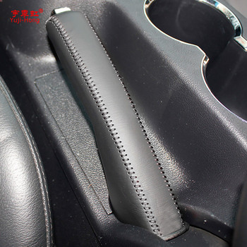 Yuji-Hong Car Handbrake Covers Case for Hyundai Rohens-Coupe 2009-2012 Car-style естествена кожа Капак черни/червени линии